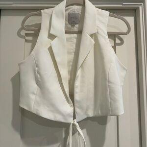 Love Tree Cream Sleeveless Vest with Tie Front